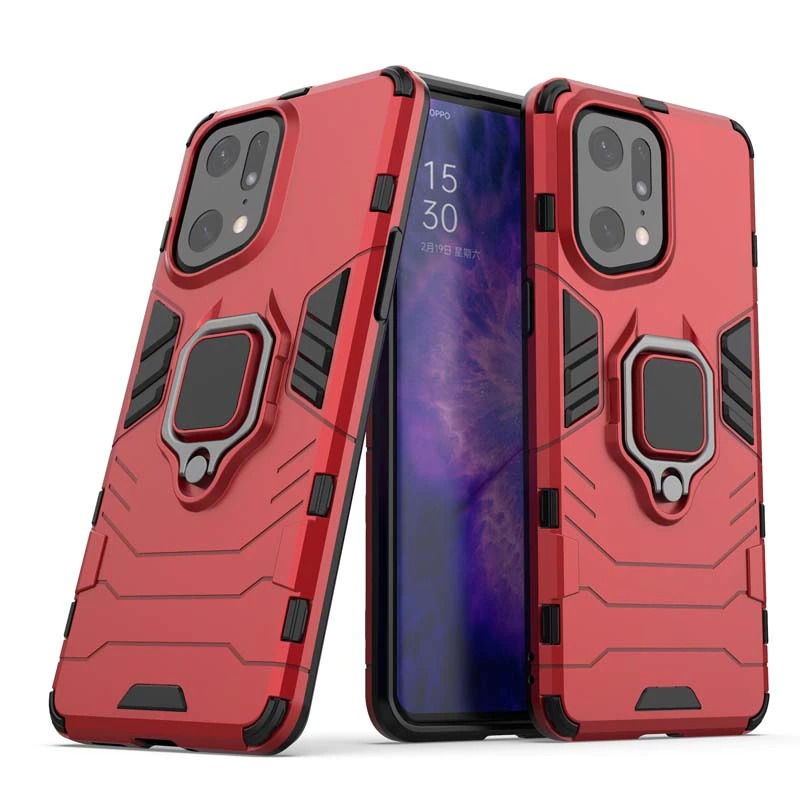 Case OPPO Find X5 Pro 5G #เคสฝาหลังพลาสติกแข็ง +TPU Hybrid Case มีแหวนสวมนิ้วโลหะ