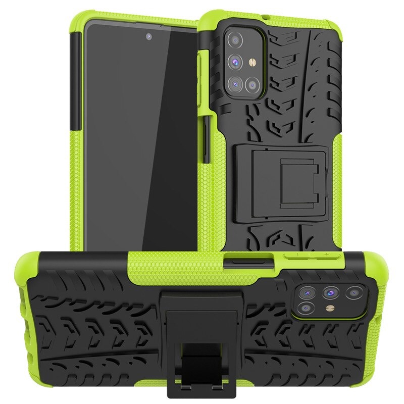Case Samsung Galaxy M51 #เคสฝาหลังกันลื่น Cool Tyre Pattern Kickstand (PC + TPU)