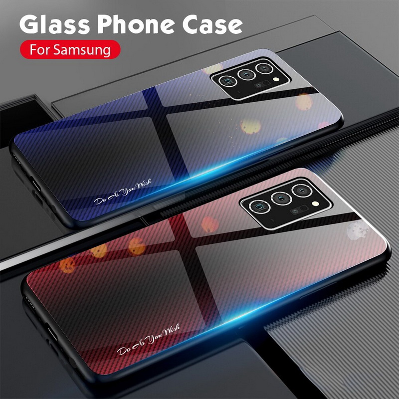 Case Samsung Galaxy Note 20 Ultra / Note 20 Ultra 5G #เคสฝาหลังด้านหลังผิวกระจกนิรภัยไล่ระดับสีขอบนิ่ม Gradient Tempered Glass Back + Soft TPU Edge