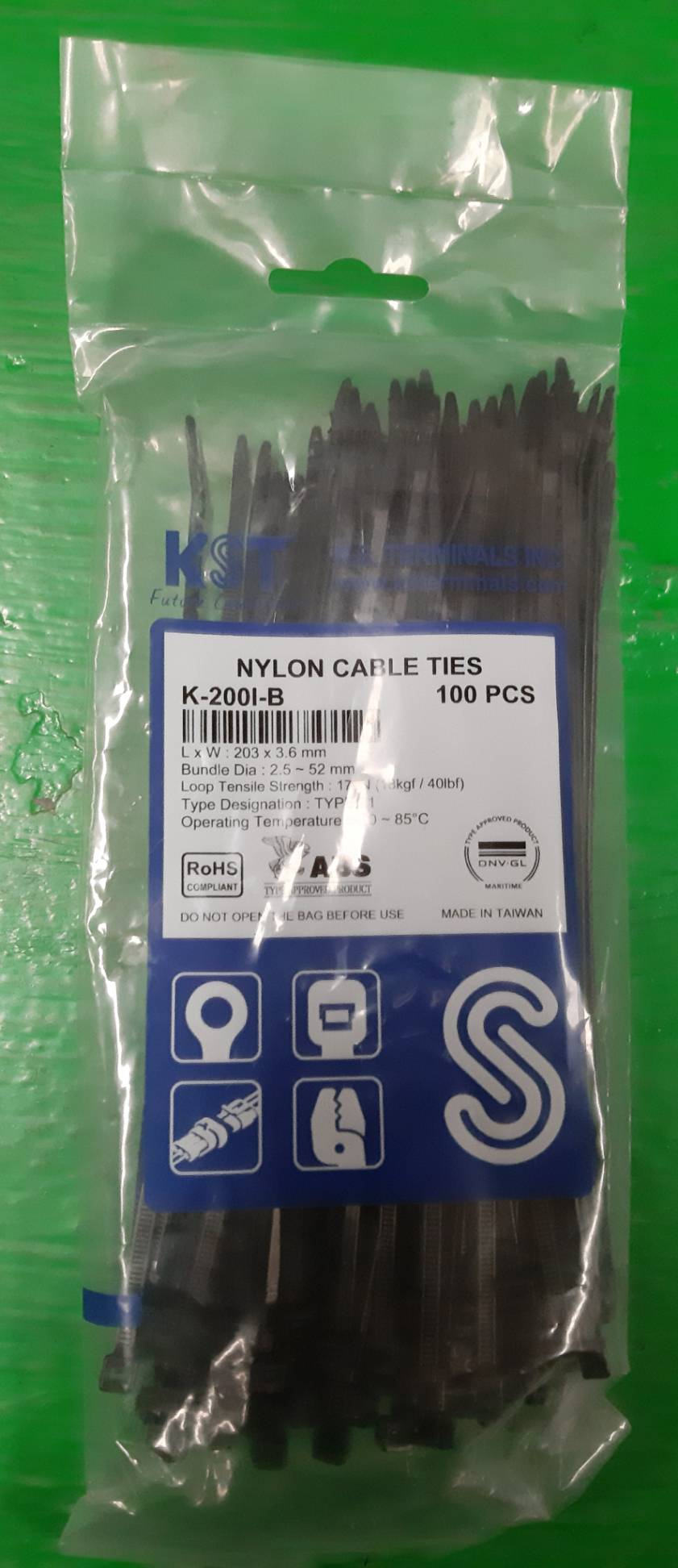 เคเบิ้ลไทร์KST 8 นิ้วสีดำ 200mm x 3.6mm