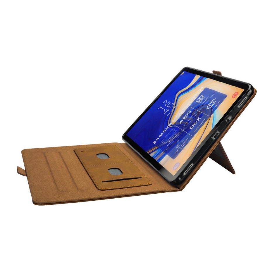 Case Samsung Galaxy Tab S4 10.5 #เคสฝาพับหนัง PU ช่องเสียบการ์ดภายนอกและภายใน Flip Card Slots Stand Leather