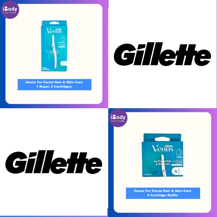 Gillette® Venus For Facial Hair & Skin Care 1 Razor, 2 Cartridges ยิลเลตต์ วีนัส มีดโกน สำหรับใบหน้า