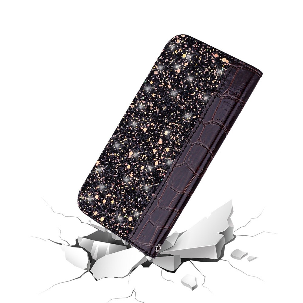 Case Huawei Mate 20 X #เคสฝาพับหนัง PU ลายหนังจระเข้ Crocquile Texture Glittery Sequins Splicing มีช่องใส่การ์ด