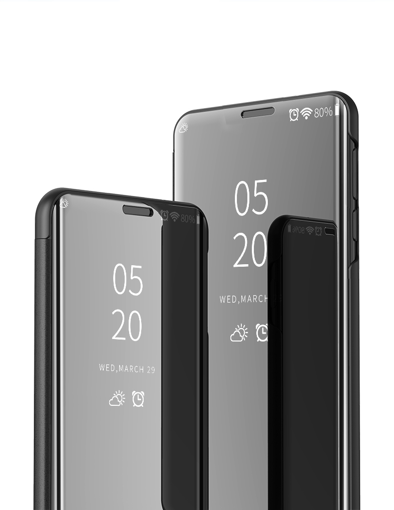 เคส Samsung Galaxy A51 #เคสฝาพับปกโปร่งแสงผิวเงา Electroplating Mirror Surface Window View