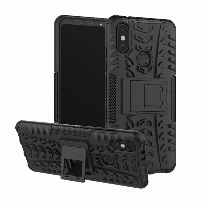 Case Xiaomi Mi A2 Lite #เคสฝาหลังกันลื่น Cool Tyre Pattern Kickstand (PC + TPU)