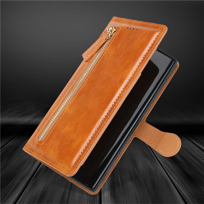 Case Samsung Galaxy Note 10+ #เคสฝาพับแบบกระเป๋าสตางค์ช่องใส่บัตรหลายช่อง Multi-slot Wallet Zippered Leather พร้อมสายคล้อง