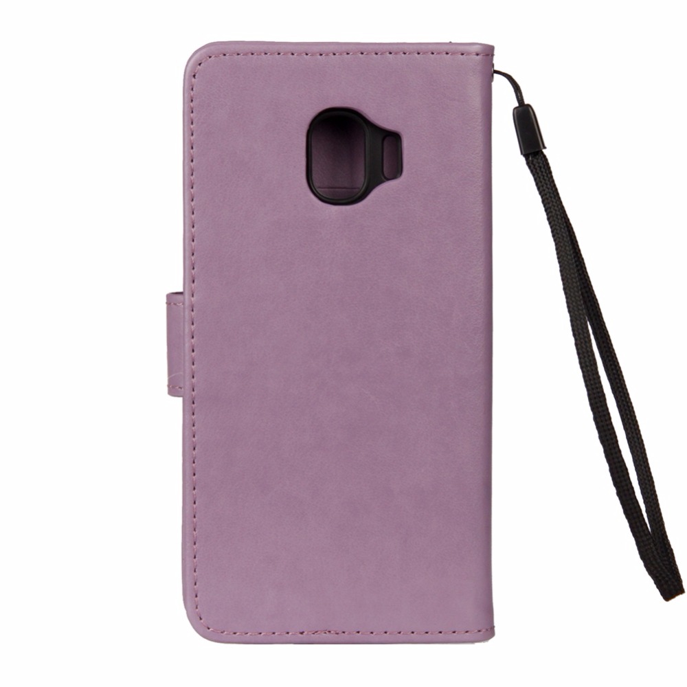 เคส Samsung Galaxy J2 Pro 2018 #เคสฝาพับแบบกระเป๋าสตางค์หนัง PU พิมพ์ลายผีเสื้อและดอกไม้
