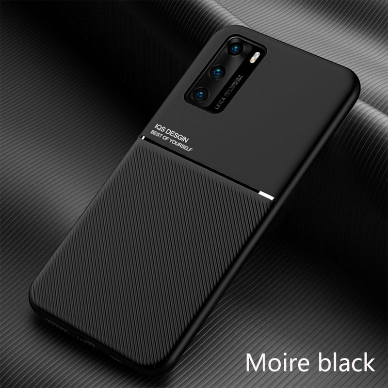 เคส Huawei P40 Pro #เคสแบบฝาหลัง TPU เคลือบหนัง PU สไตล์ธุรกิจที่เรียบง่ายมีแผ่นเหล็กในตัว Minimalist Business Style Leather Coated TPU Built-in metal magnetic plate