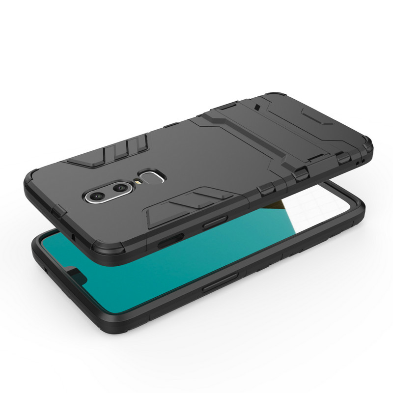 เคส OnePlus 6 #เคสฝาหลังพลาสติก ไฮบริด TPU + Kickstand