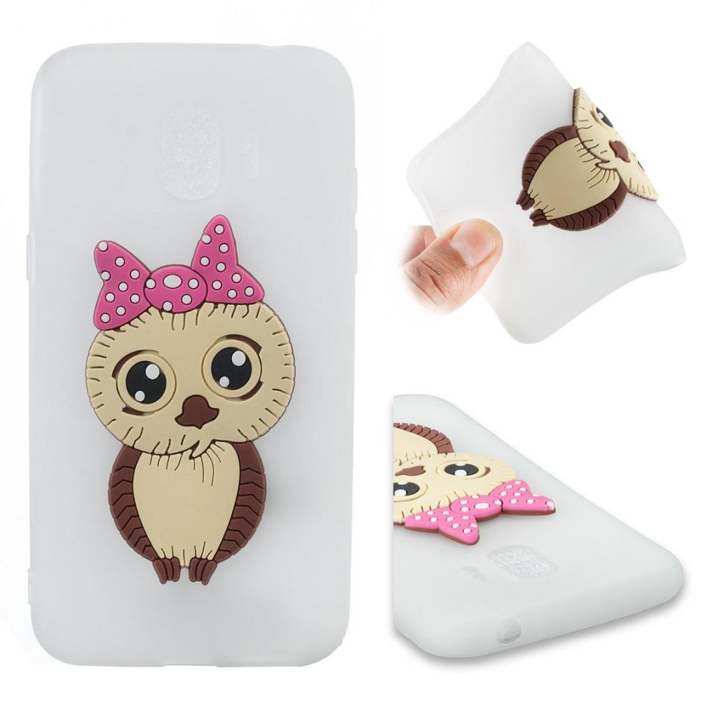 Case Samsung Galaxy J2 Pro (2018) #เคสฝาหลังนิ่มลายนกฮูกติดโบ 3D น่ารัก Lovely 3D Owl with Bowknot Pattern