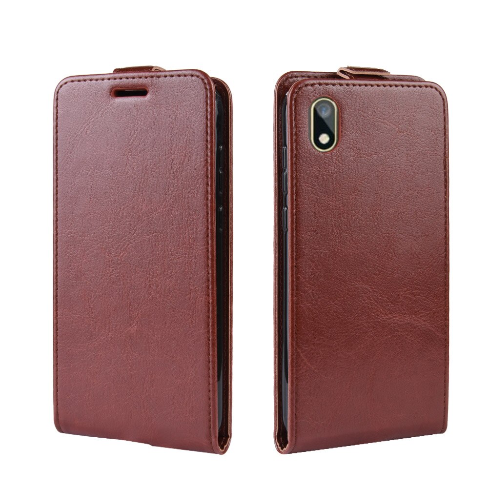 Case Huawei Y5 (2019) #เคสฝาพับหนัง PU Crazy Horse แนวตั้ง พร้อมช่องเสียบการ์ด