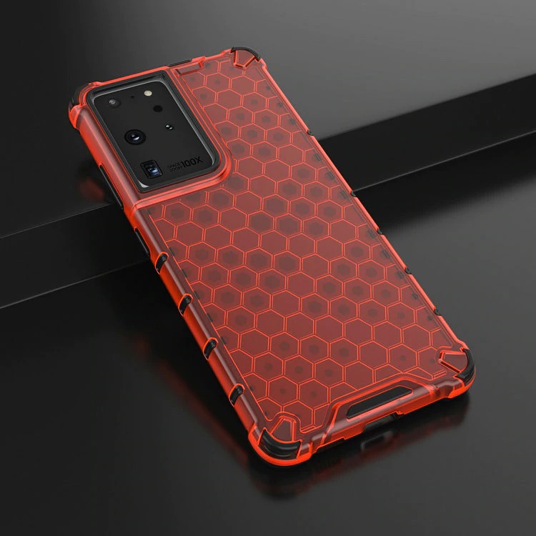 เคส Samsung Galaxy S21 Ultra #เคสฝาหลังกันกระแทก Honeycomb Shock Absorber TPU + PC + Silicone Hybrid