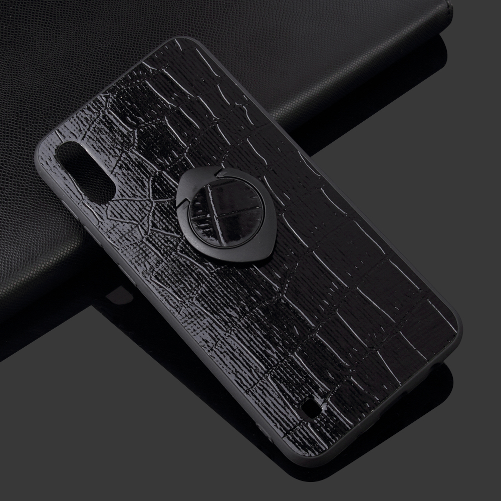 Case Samsung Galaxy A10 #เคสฝาหลังผิวเคลือบหนัง PU + TPU สำหรับพร้อมแหวนสวมนิ้ว