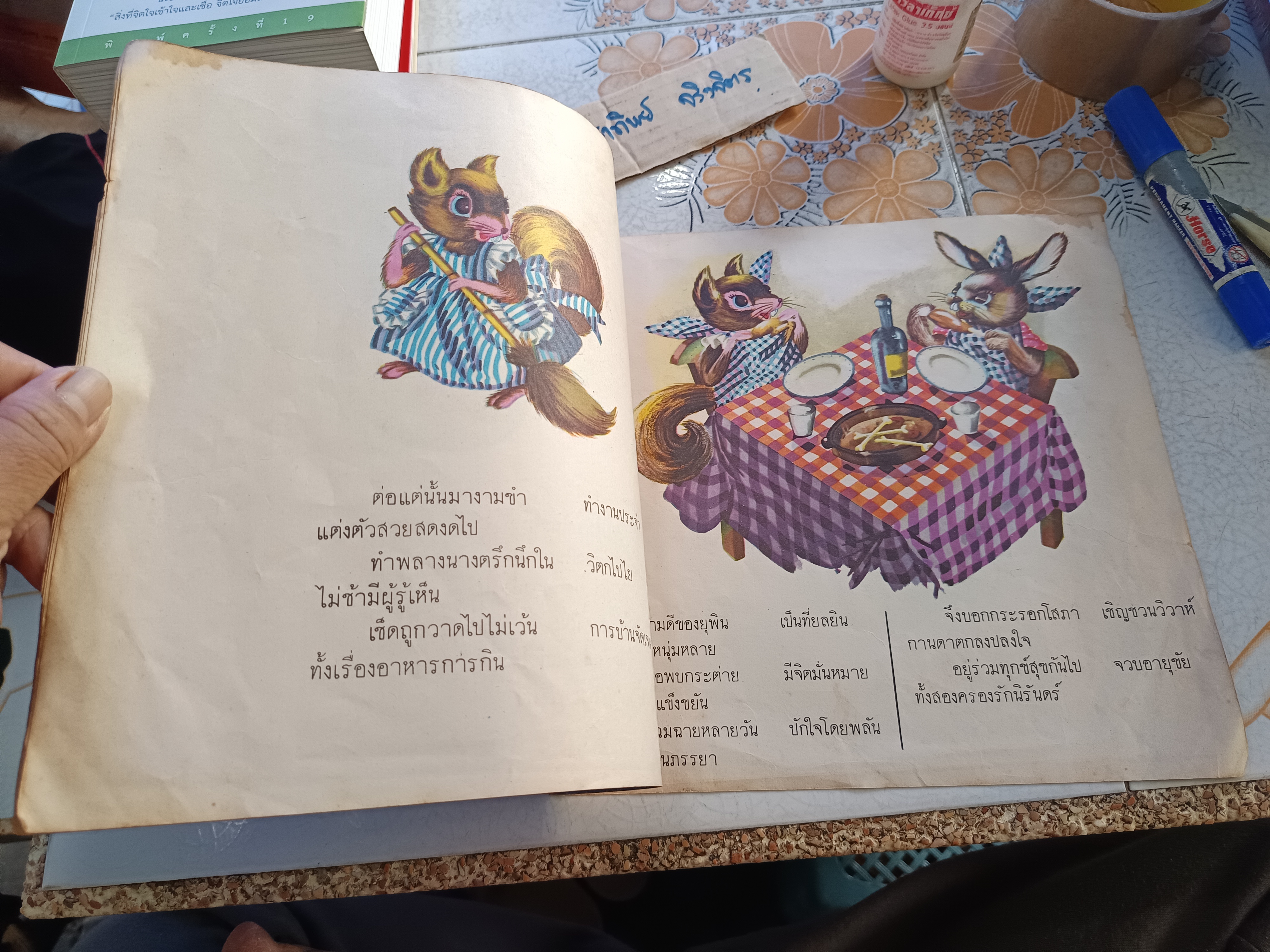 กระรอกสาวเลือกคู่ หนังสือชุดภาพและการ์ตูนของ องค์การค้าของคุรุสภา พิมพ์ปีพ.ศ 2525 คำบรรยายโดย "กรองแก้ว"