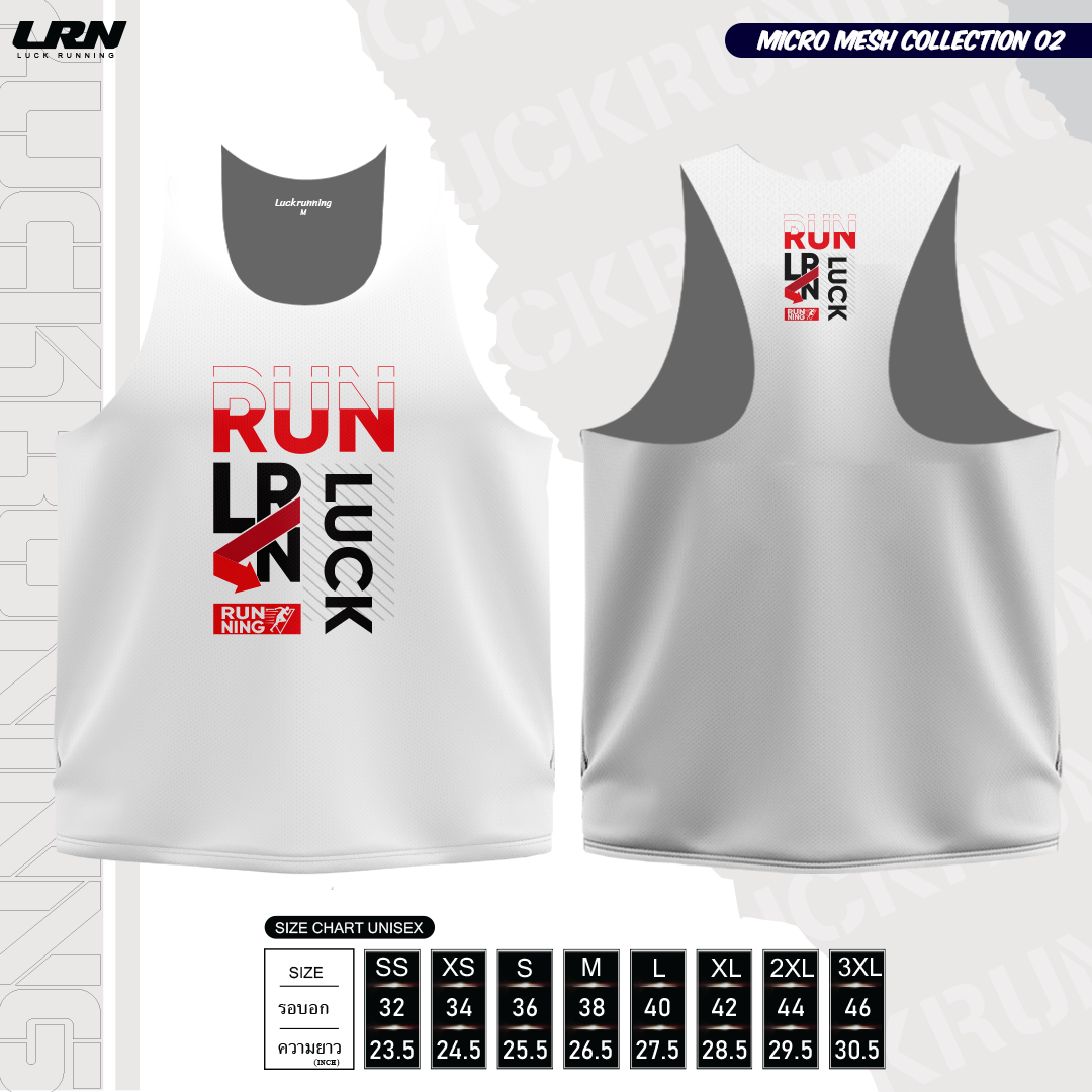เสื้อวิ่งพิมพ์ลายกล้าม LRN Collection 02 เนื้อผ้า Micro Mesh สำหรับวิ่งมาราธอน (MM10-01)
