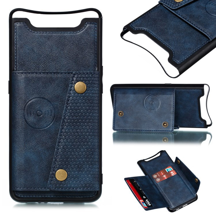 Case Samsung Galaxy A80 #เคสฝาหลัง TPU เคลือบหนัง PU มีที่เก็บบัตร PU Leather Coated TPU Card Holder Magnetic Kickstand