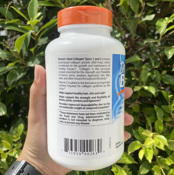 คอลลาเจน Collagen Types 1 and 3 with Peptan + C 240 Capsules (Doctor's Best®)