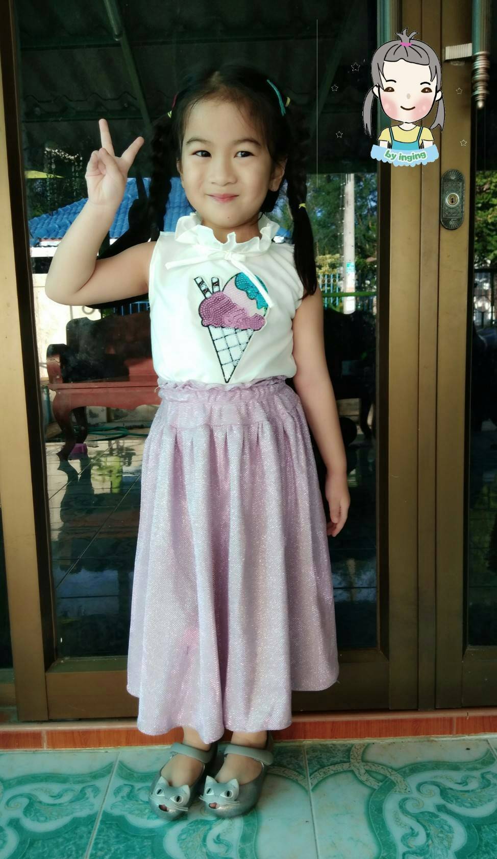 set เสื้อไอติมกับกระโปรง เด็กหญิง