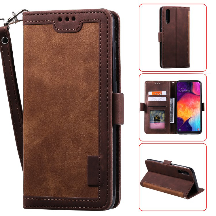 เคส Huawei P30 #เคสฝาพับหนัง PU แบบกระเป๋าสตางค์ Retro Style Splicing Leather Cover Wallet