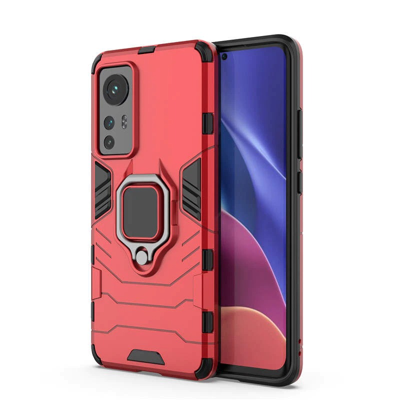 เคส Xiaomi 12 Pro #เคสฝาหลังพลาสติกแข็ง +TPU Hybrid Case มีแหวนสวมนิ้วโลหะ