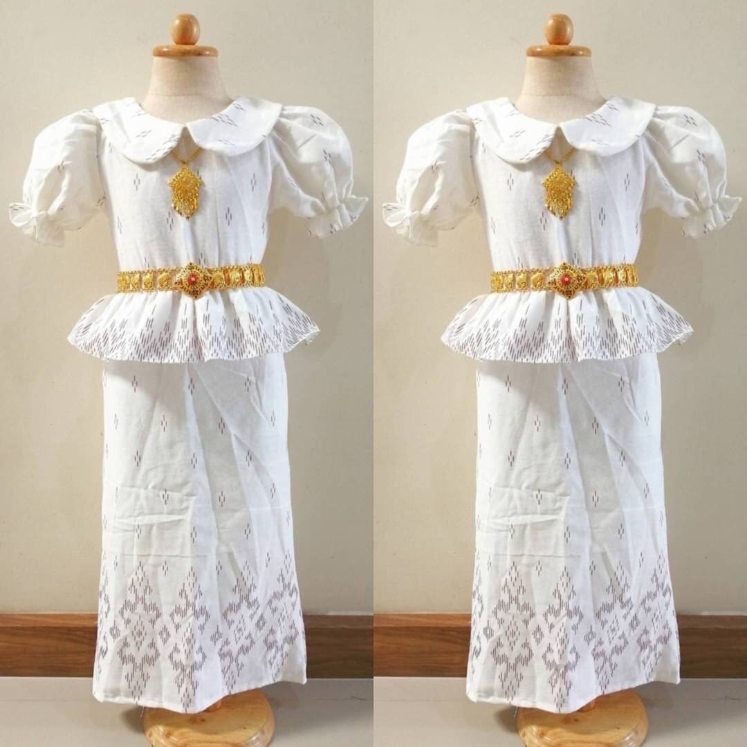 ชุดไทยเด็กหญิง โทนขาวนวล