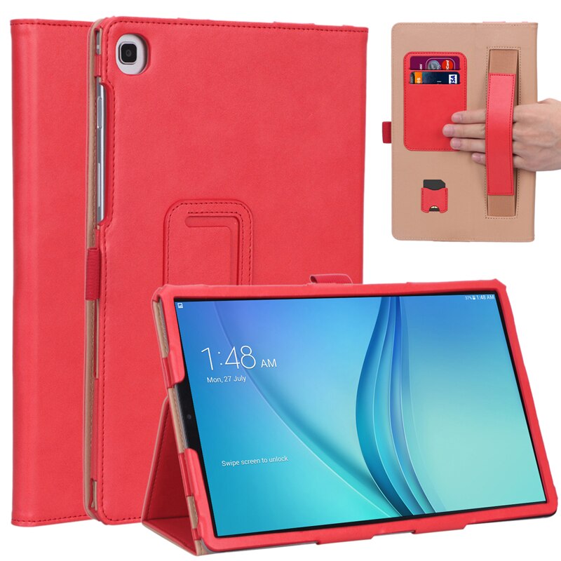 Case Samsung Galaxy Tab S5e SM-T720 #เคสฝาพับหนัง PU มีที่สวมนิ้ว Card Holder Stand PU Leather Smart Case