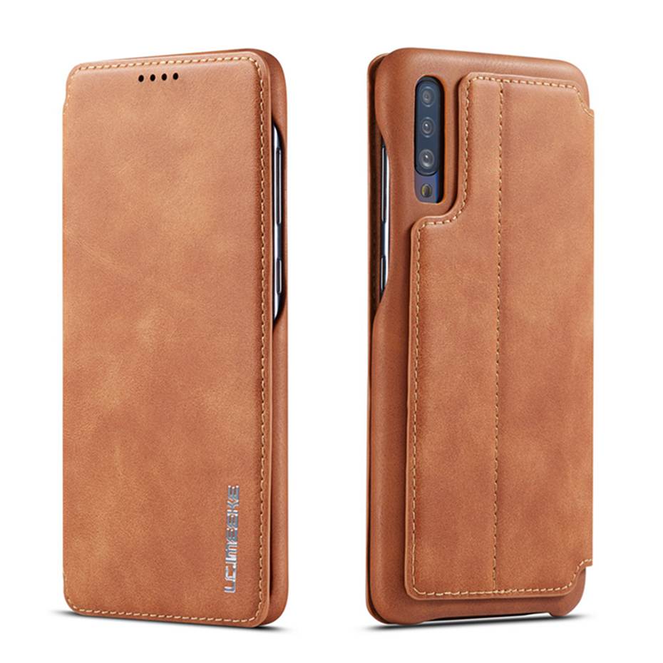 Case Samsung Galaxy A50 / A50s / A30s #เคสฝาพับหนัง PU มีช่องใส่บัตร LC.IMEEKE Retro Style Leather Card Holder