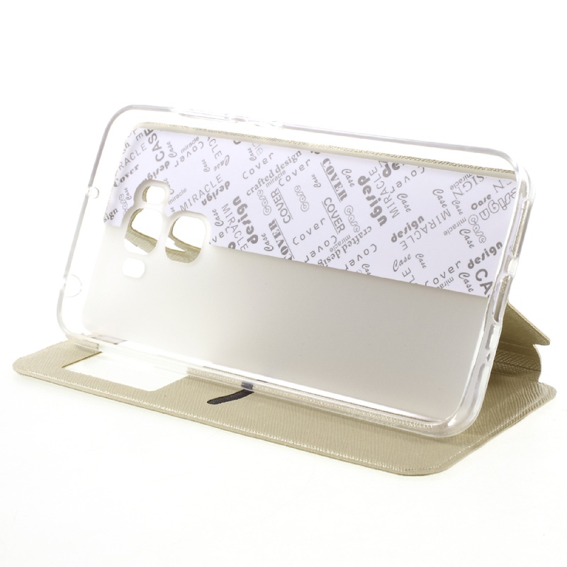 Case Asus Zenfone 3 Max ZC553KL เคสหนังฝาพับมีช่องวิว Cross Texture Leather Stand Flip Phone Cover