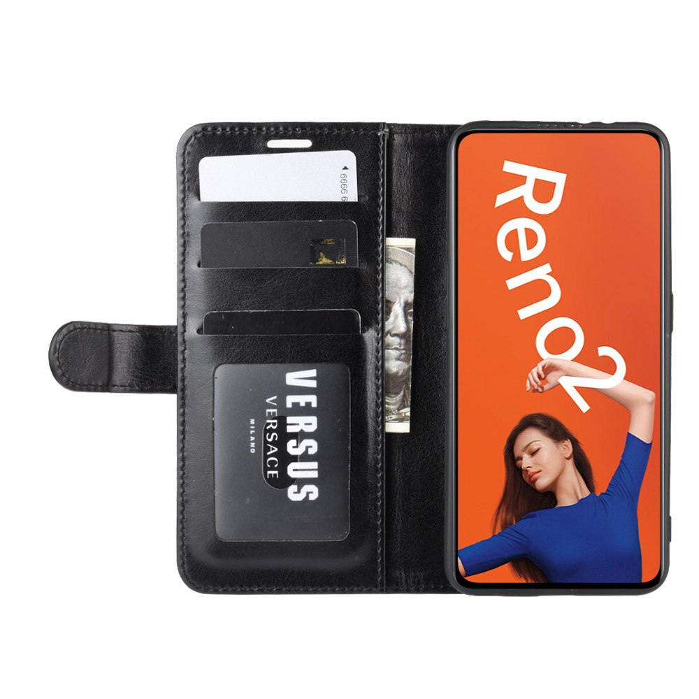 Case OPPO Reno 2 #เคสฝาพับหนัง PU ผิวหนังม้าสไตล์กระเป๋าสตางค์