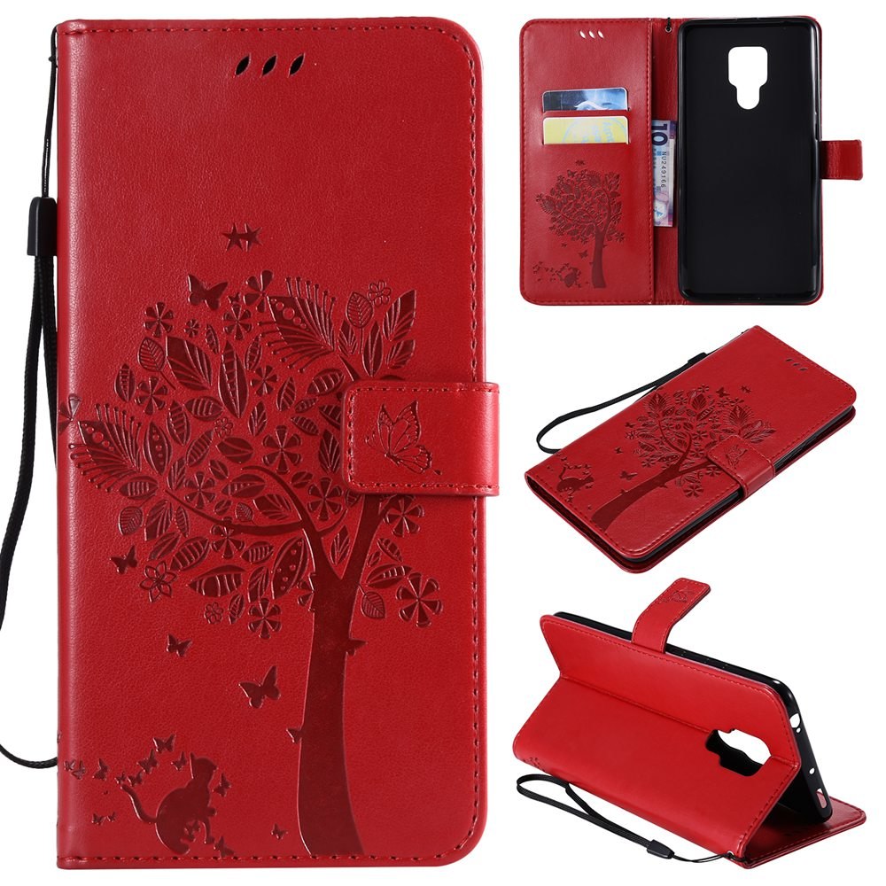 Case Huawei Mate 20 X #เคสฝาพับหนัง PU พิมพ์ลาย Imprint Cat and Tree Pattern Leather Protection Cover