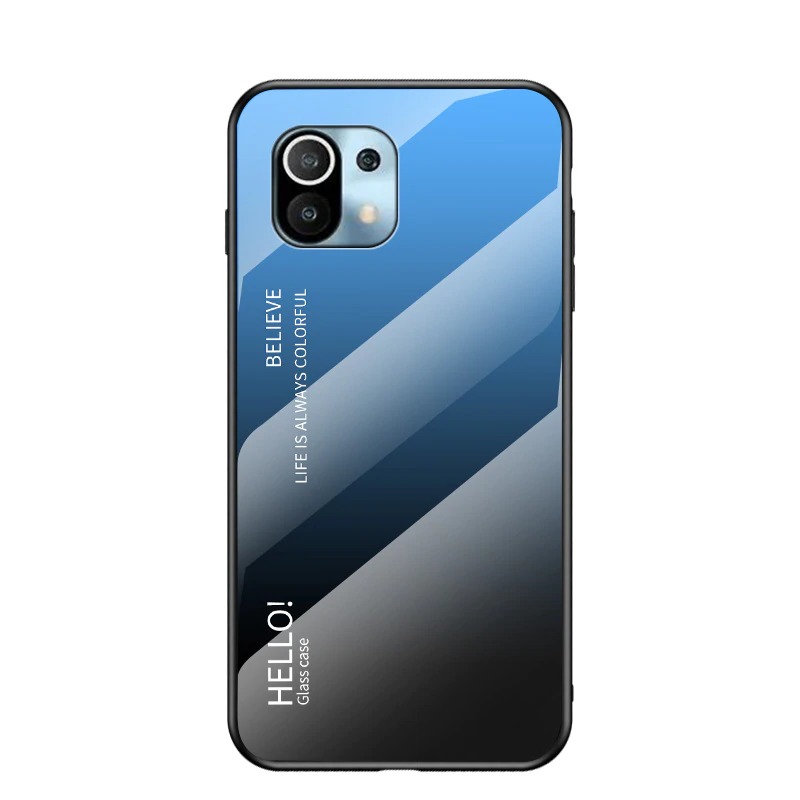 เคส Xiaomi Mi 11 #เคสฝาหลัง Gradient Color Glass + PC + TPU Hybrid Case