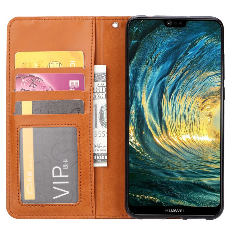 Case Huawei P30 #เคสฝาพับแบบกระเป๋าสตางค์หนัง PU มีช่องเสียบบัตรคุณภาพดี