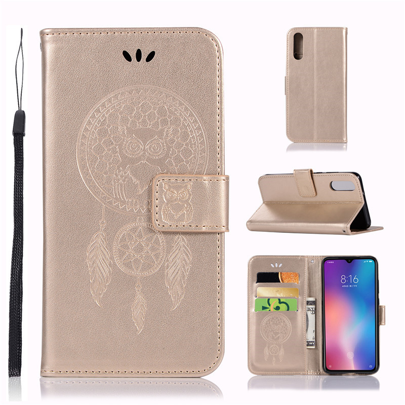 Case Xiaomi Mi 9 #เคสฝาพับแบบกระเป๋าสตางค์ฝาพับหนัง PU ลายนกฮูก Dream Catcher Owl