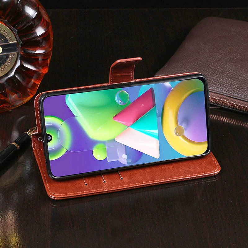 Case Samsung Galaxy M21 #เคสฝาพับแบบกระเป๋าสตางค์หนัง PU ผิวหนังม้า Crazy Horse