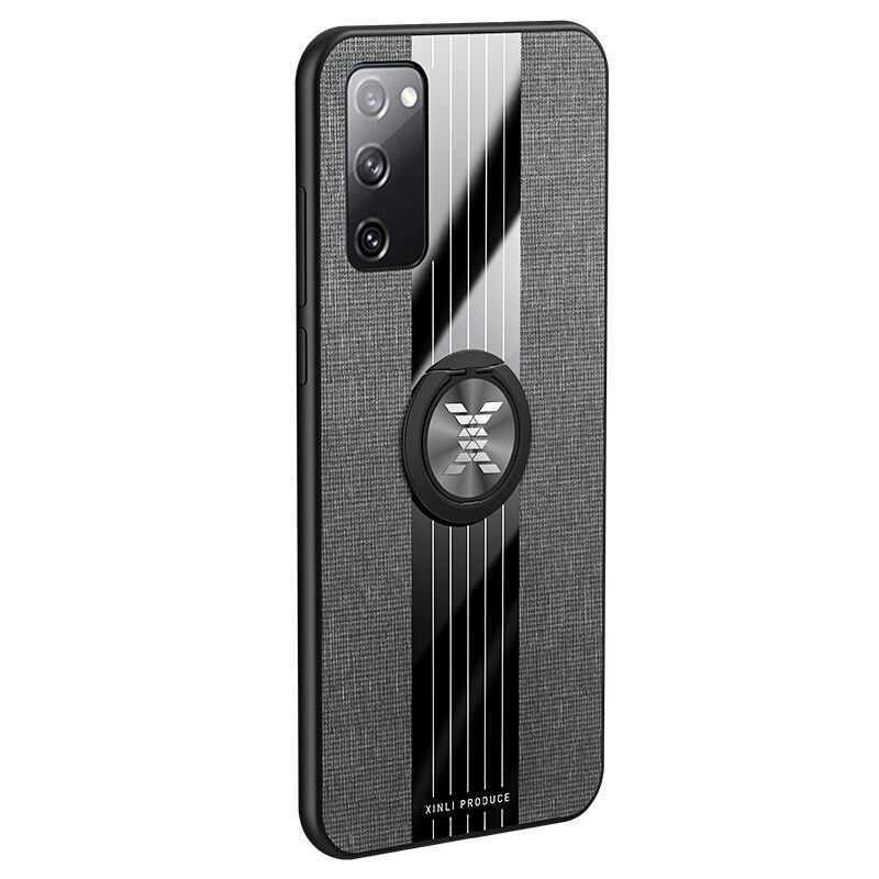 เคส Samsung Galaxy S20 FE / S20 FE 5G #เคสฝาหลังเคลือบผ้าเนื้อมีแหวนสวมนิ้ว TPU ไฮบริด+อะคริลิ + แหวนโลหะ