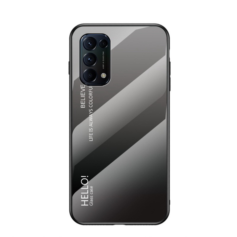 เคส OPPO Reno 5 Pro 5G #เคสฝาหลัง Gradient Color Glass + PC + TPU Hybrid Case