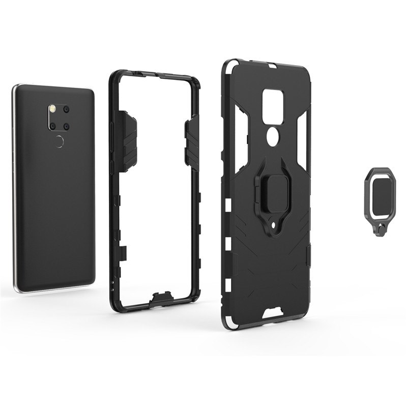 Case Huawei Mate 20 X #เคสฝาหลังพลาสติกแข็ง +TPU Hybrid Case มีแหวนสวมนิ้วโลหะ