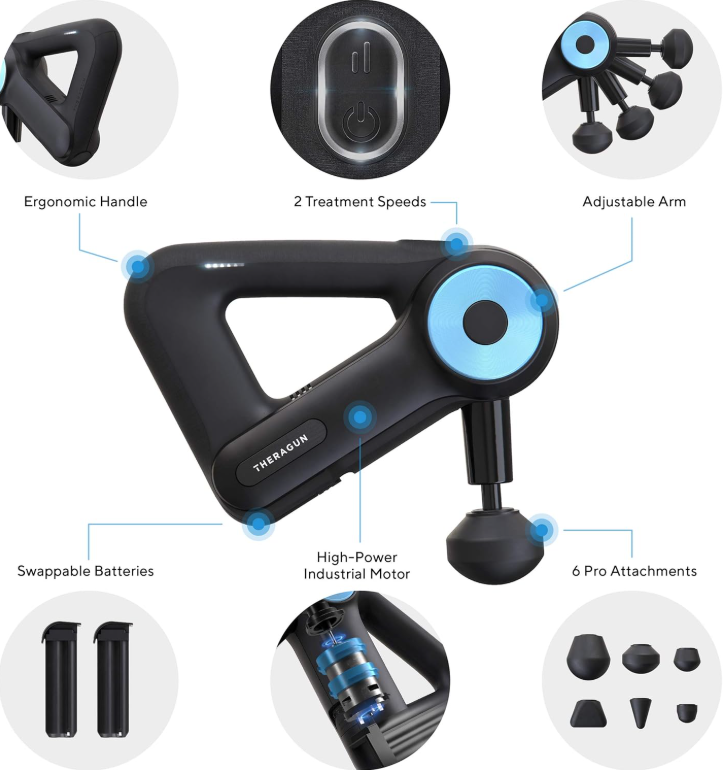 Theragun® 4th Pro, G3PRO, Handheld Massage with 6 Attachments for Pain Relief & Energize Body เครื่องนวด ปรับองศา 4 ระดับ