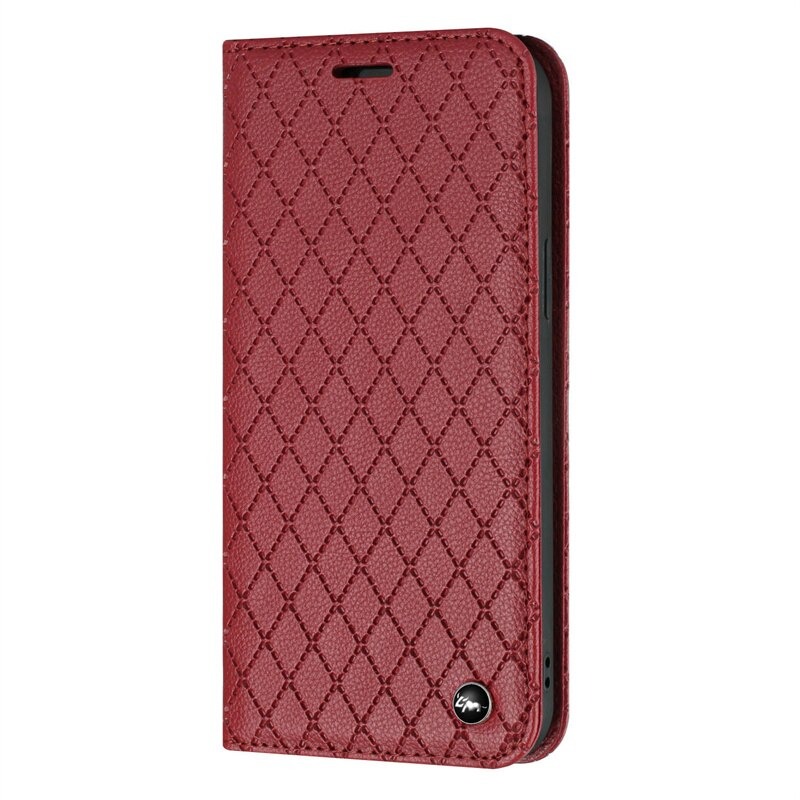 Case Samsung Galaxy A04s #เคสฝาพับหนัง Pu นิ่ม ฝาพับแม่เหล็ก ลายสี่เหลี่ยมข้าวหลามตัด พร้อมช่องใส่บัตร