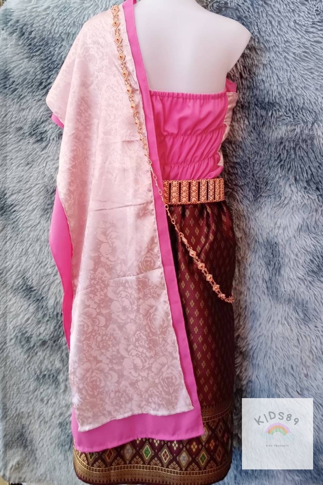 ชุดไทยเด็กหญิง สไบ2ชั้นทูโทนกับผ้าถุง