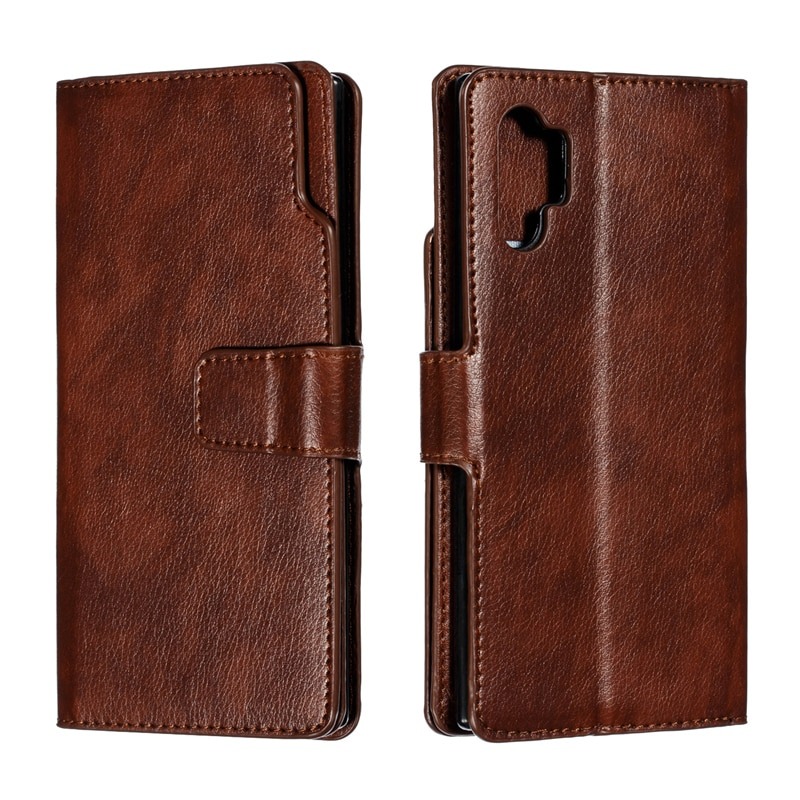 Case Samsung Galaxy Note 10+ #เคสฝาพับหนัง PU แบบกระเป๋าสตางค์มีที่เก็บบัตรหลายช่อง Retro Wallet Leather Cover Multi Cards Stand