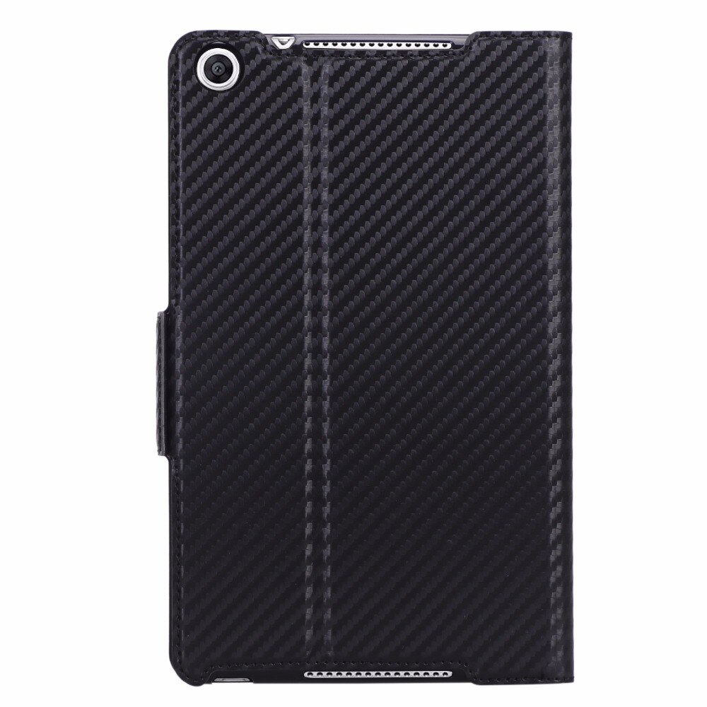 Case Huawei MediaPad M5 Lite 8 #เคสฝาพับลาย Carbon Fiber Texture Magnetic Leather Shell มีช่องใส่การ์ด