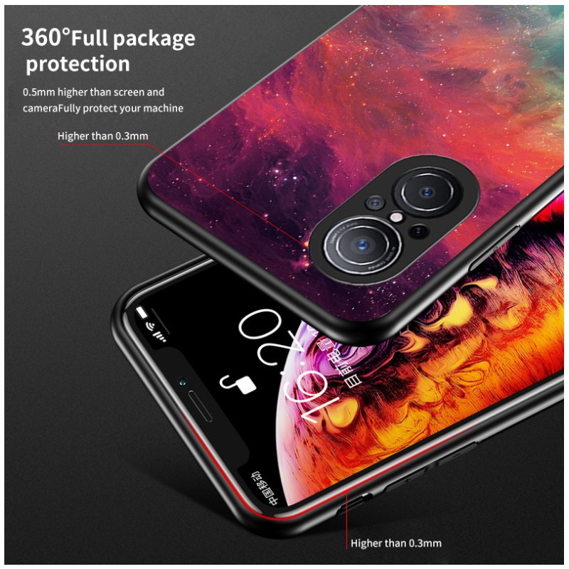 เคส Huawei Nova 9 SE #เคสฝาหลัง Gradient Color Glass + PC + TPU Hybrid Case