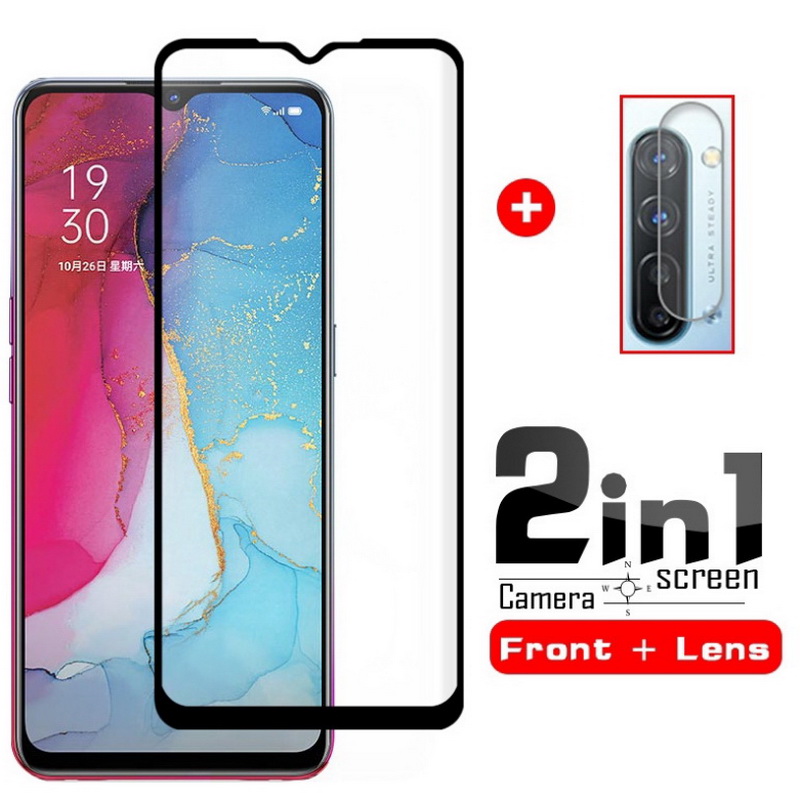 ฟิล์มกระจก OPPO Reno 4 Pro 5G แบบเต็มจอ + กระจกกันเลนส์กล้องหลัง 2 in 1 Full Coverage Tempered Glass