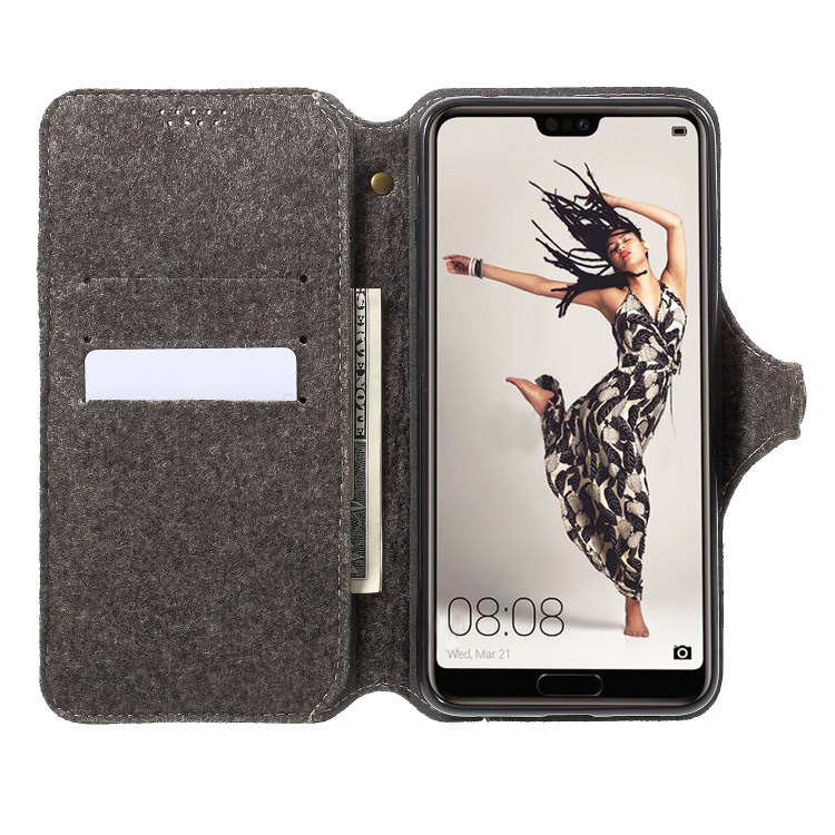 Case Huawei P20 Pro #เคสฝาพับแบบกระเป๋าสตางค์ Felt Leather Wallet เคสคุณภาพดีราคาถูก