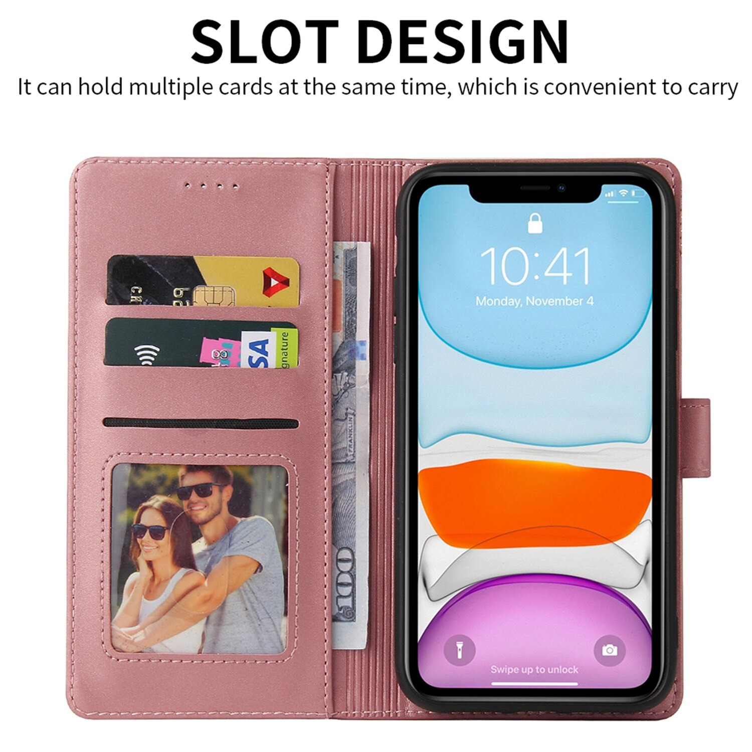 เคส iPhone 13 Pro Max #เคสฝาพับหนัง PU สไตล์กระเป๋าสตางค์พร้อมช่องใส่การ์ด Luxury Flip Stand Card PU Leather Phone Wallet Cover Case