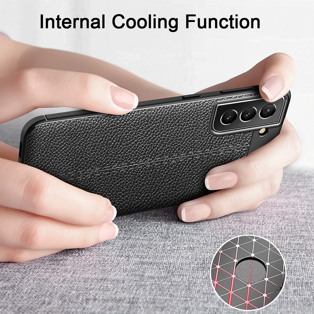 เคส Samsung Galaxy S21 FE 5G #เคสแบบฝาหลัง TPU นิ่มลายหนัง PU ผิวลิ้นจี่ช่วยป้องกันลายนิ้วมือและกันลื่น