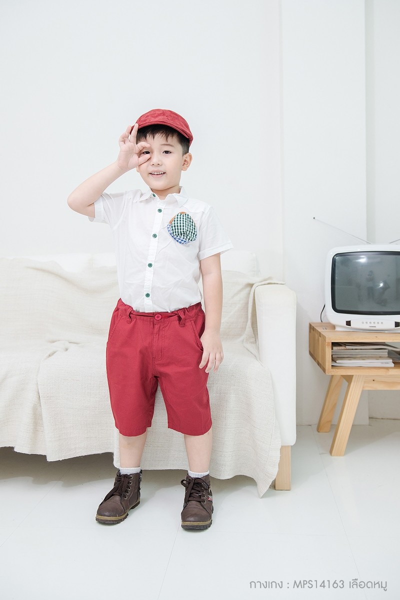 กางเกงเด็ก สีแดงเลือดหมู