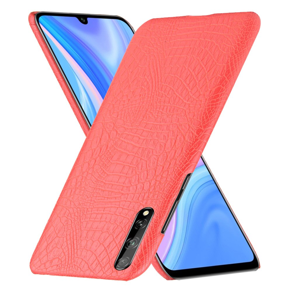 Case Huawei Y8p #เคสฝาหลังพลาสติกแข็งเคลือบหนัง PU ลายผิวหนังจระเข้
