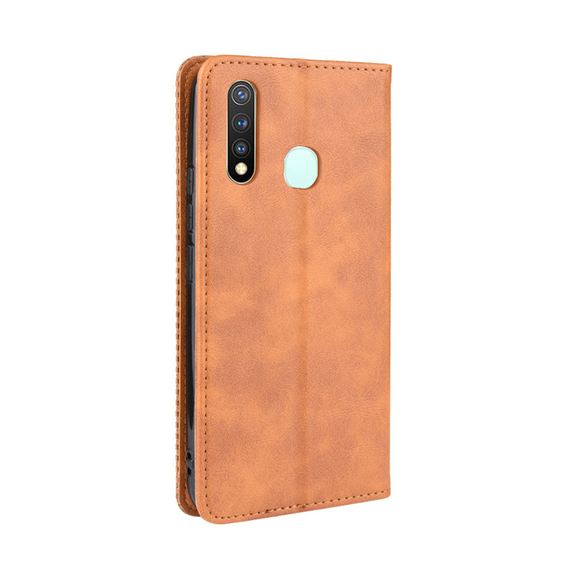เคส Vivo Y19 #เคสฝาพับปกหนังสไตล์วินเทจดูดซับอัตโนมัติแบบกระเป๋าสตางค์